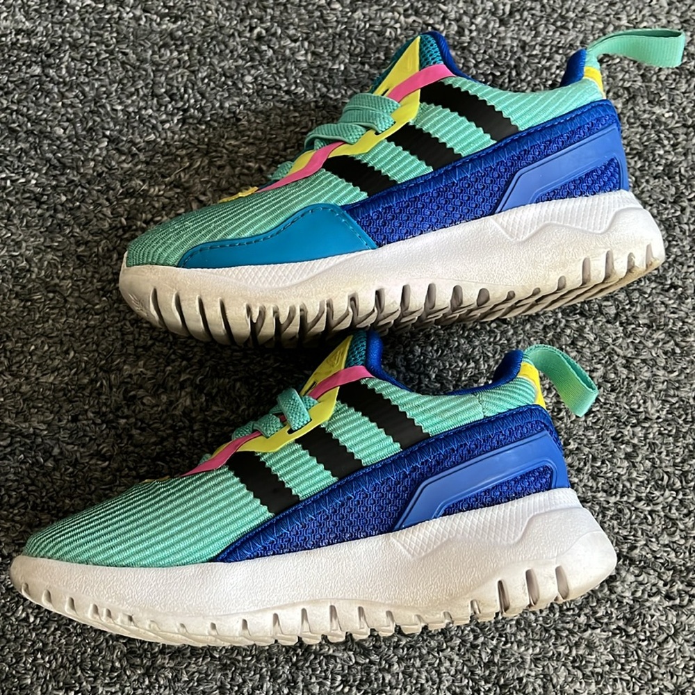 adidas Kids Sneakers Teal Pink Yellow - Picture 2 of 12